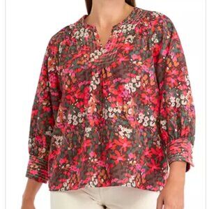 Michelle McDowell Sienna Top Blouse Medium Pink Red Floral Boho Colorful